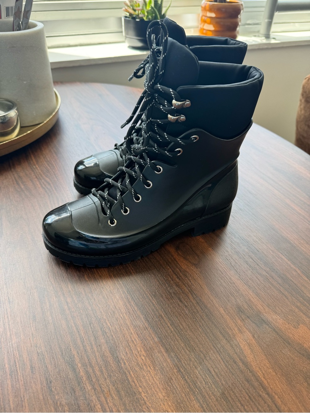🖤Jeffrey Campbell "Rain-Storm" Waterproof Rain Boots with Laces 🖤